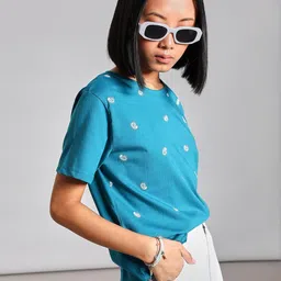 LIMEROAD Women Ethnic Printed Single Jersey Round Neck Fusion Print Cotton Top-image-43