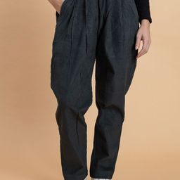 Lounge Dreams Women Relaxed Loose Fit Corduroy Pleated Trousers-image-30