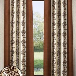 Home Sizzler Brown & Cream 2 Pieces Floral Printed Window Curtains-image-60