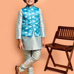 PRINTCULTR Boys Mandarin Collar Straight Kurta with Pyjamas-10