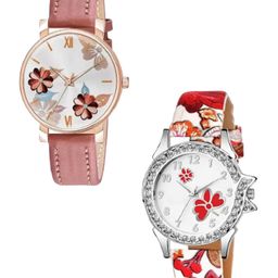 Miss Perfect Women Pack of 2 Printed Dial & Leather Straps Analogue Watch LJ251-picture-11