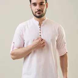 TIM PARIS Regular Fit Mandarin Collar Cotton Casual Shirt-picture-3