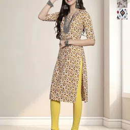 HERE&NOW Selection Of 3 Ethnic Motifs Printed Round Neck Straight Kurtas-2