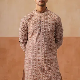 Jompers Geometric Embroidered Mandarin Collar Straight Kurta-image-47