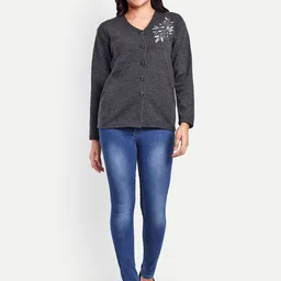 HAUTEMODA Women Floral Woollen Cardigan-image-34