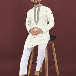 WELL TEX Men Floral Printed Daily Straight Kurta-image-23
