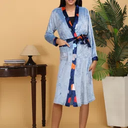 KLOTTHE Blue Bath Robe With Belt-image-75