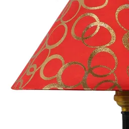 BrightDaisy Red & Black Printed Metal Metal Frusturical Shaped Table Lamp image 3