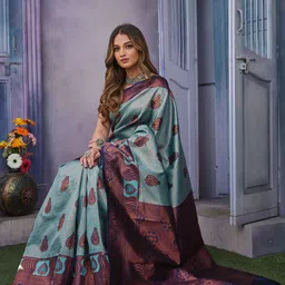 Visit Wear Woven Design Zari Pure Silk Banarasi Saree-image-55