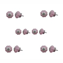 Indianshelf 6-Pcs Pink & Grey PrintedPumpkin Knobs-4