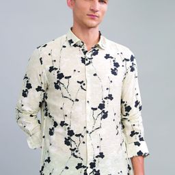 Blu MNKY Men Smart Slim Fit Floral Printed Spread Collar Casual Shirt-image-98