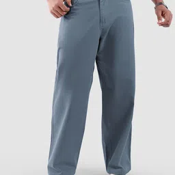 Beyoung Men Savoy Blue Mid-Rise Wide Leg Trousers-picture-13