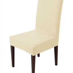 HOUSE OF QUIRK Beige Textured Removable & Washable Short Dining Chair Cover-picture-4
