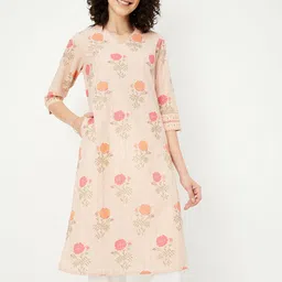 max Women Floral Flared Sleeves Thread Work Anarkali Kurta-image-46