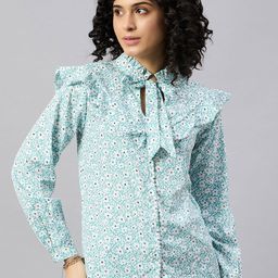 DressBerry Women Floral Printed Tie-Up Neck Shirt Style Top-picture-16