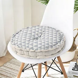 Kuber Industries Grey & White 4 Pieces Printed Sitting Chair Cushion Pads-32