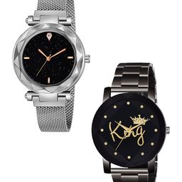 CSAMON Unisex Pack of 2 Bracelet Style Straps Analogue Watch GR_379_Silver_4_Prizam_King-image-29