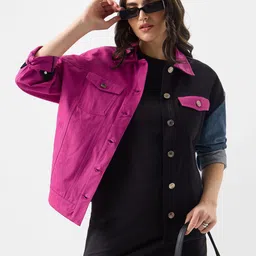 The Souled Store Women Colourblocked Lightweight Denim Jacket-image-28
