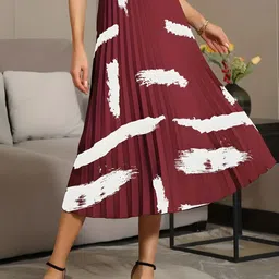 ZWERLON Printed A-Line Midi Skirt-picture-21