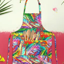 ArtzFolio Kids Green & Yellow Printed Cotton Aprons-43
