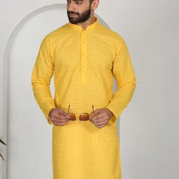 KRAFT INDIA Men Ethnic Motifs Embroidered Chikankari Kurta-49
