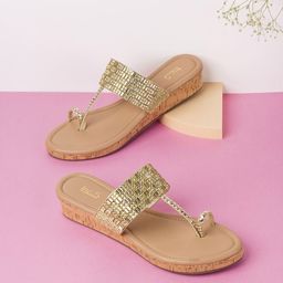 Inc 5 Women Ethnic - Embellished Wedge Heel Sandals-19