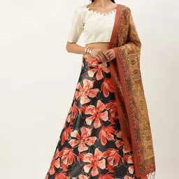 Kaizen TEXO FAB Printed Satin Semi-Stitched Lehenga & Unstitched Blouse With Dupatta-picture-43