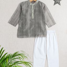 The Magic Wand Boys Striped Straight Pure Cotton Kurta with Pyjamas-56