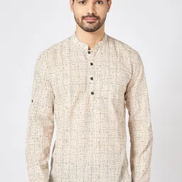 indus route by Pantaloons Men Geometric Thread Work Dobby Pathani Kurta-picture-38