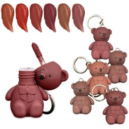 VBA Set Of 2 Cute 2 In 1 Matte Teddy Bear Keychain Lipstick image 2