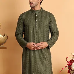 Jompers Men Geometric Embroidered Sequinned Kurta-picture-52