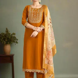 CaniBani Viscose Rayon Embroidered Kurta Sets-57