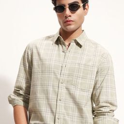 HIGHLANDER Checked Cutaway Collar Cotton Casual Shirt-picture-46