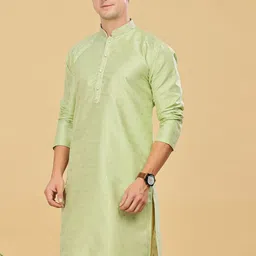 Anouk Men Ethnic Motifs Printed Regular Dupion Silk Kurta with Pyjamas image 4