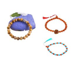 Divine souvenirs Unisex Set of 3 Gold-Plated Artificial Beaded Link Bracelets-27