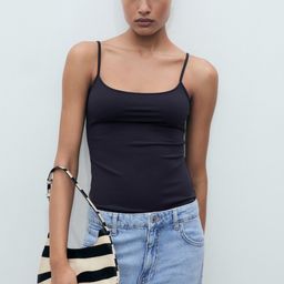 MANGO Solid Fitted Cami Top-image-5