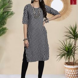 HERE&NOW Selection Of 2 Chevron Printed Round Neck Straight Kurtas-picture-15