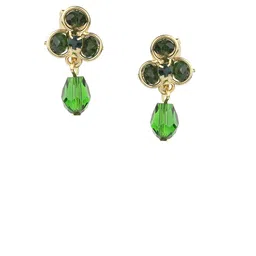 FirstBlush Gold-Plated Cubic Zirconia Studded Clip On Floral Drop Earrings-image-30
