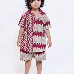 ArthLife Boys Self Design Short Sleeves Shirt With Shorts-image-23
