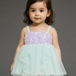 KidsDew Girls Embellished Sequined Fit & Flare Dress-picture-4