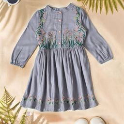 BAESD Girls Floral Embroidered Round Neck Fit & Flare Dress-image-68