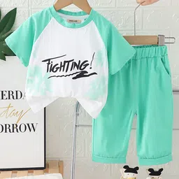 INCLUD Boys Typographic Printed Round Neck T-shirt With Trousers-image-33