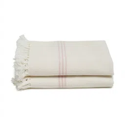 Fabindia Set Of 2 White 200 GSM Cotton Bath Towel-13