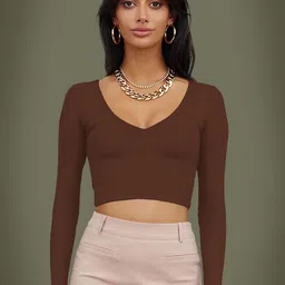 Dream Beauty Fashion V-Neck Fitted Crop Top-picture-17