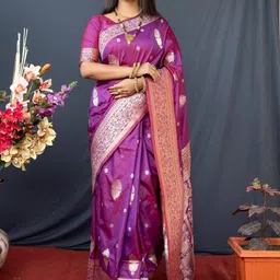 KALINI Magenta Kanjeevaram Pure Silk Sarees-image-18