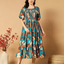 Jash Creation Women Printed Fit & Flare Midi Dress-image-75