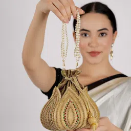 Anouk Embellished Potli Clutch-image-77