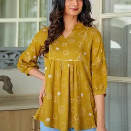 Peachmode Abstract Print Rayon A-Line Top-picture-30