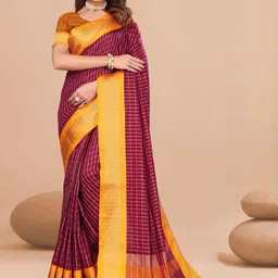 VS MALL Maroon Silk Cotton Sarees-picture-13