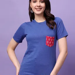 RANGRIWAZ Women Solid Round Neck Cotton T-shirt-image-6